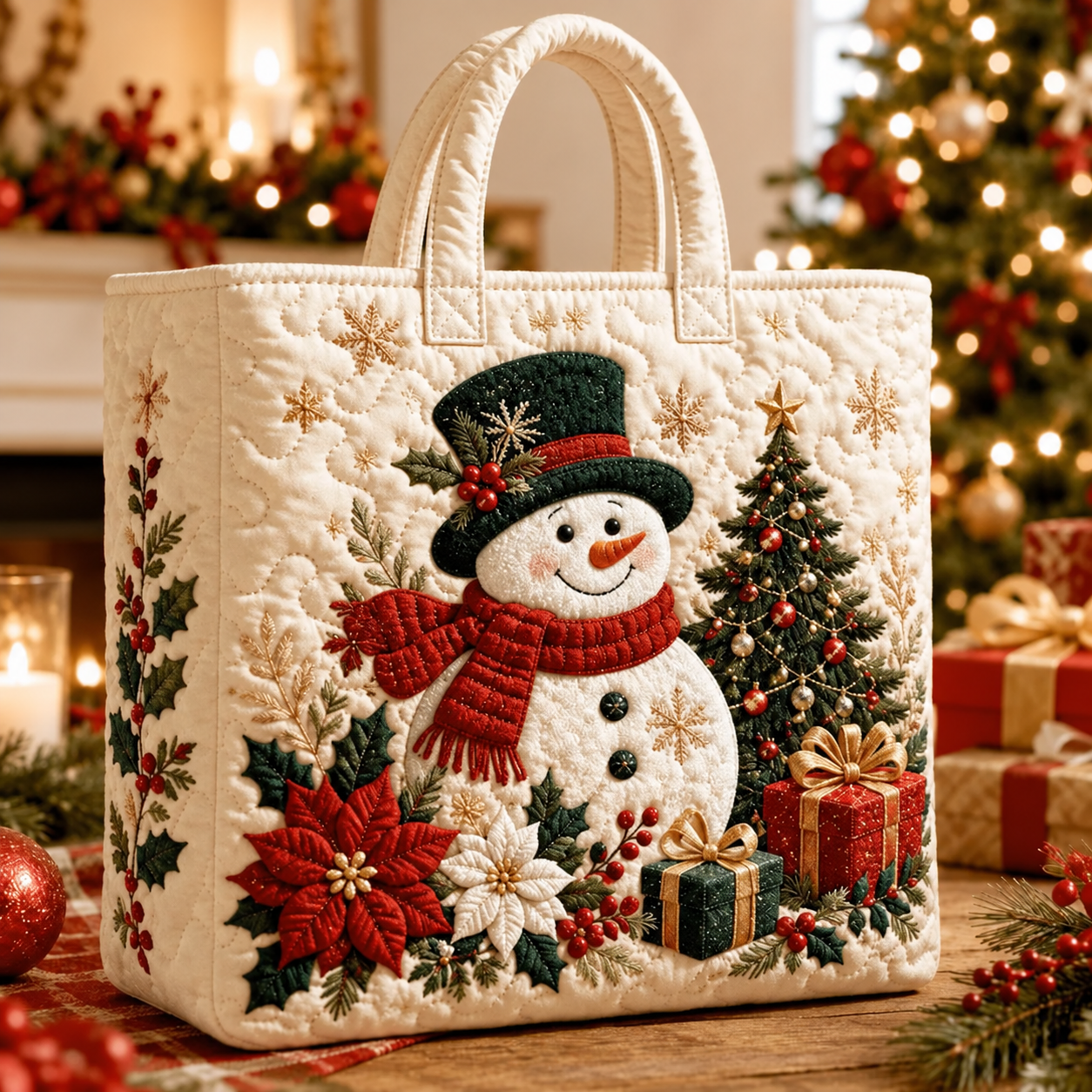 Christmas Quilted Tote Bag