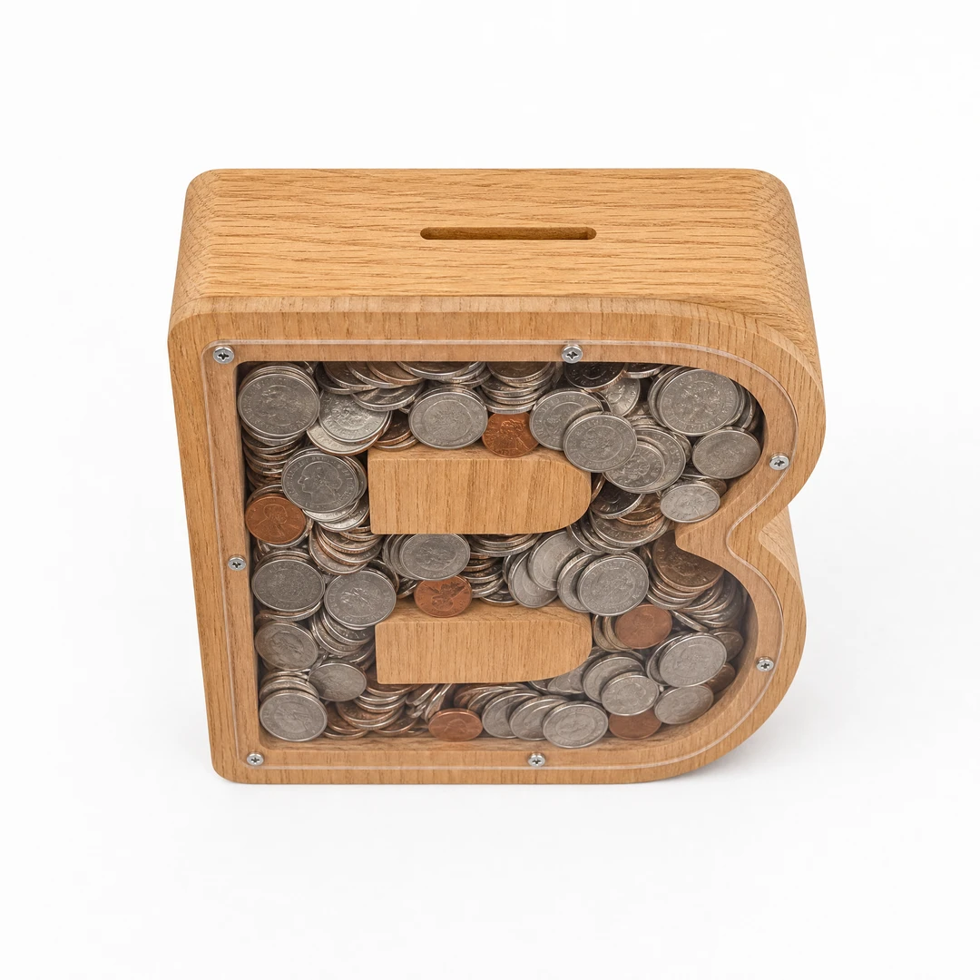 Wooden Letter Shaped Piggy Bank