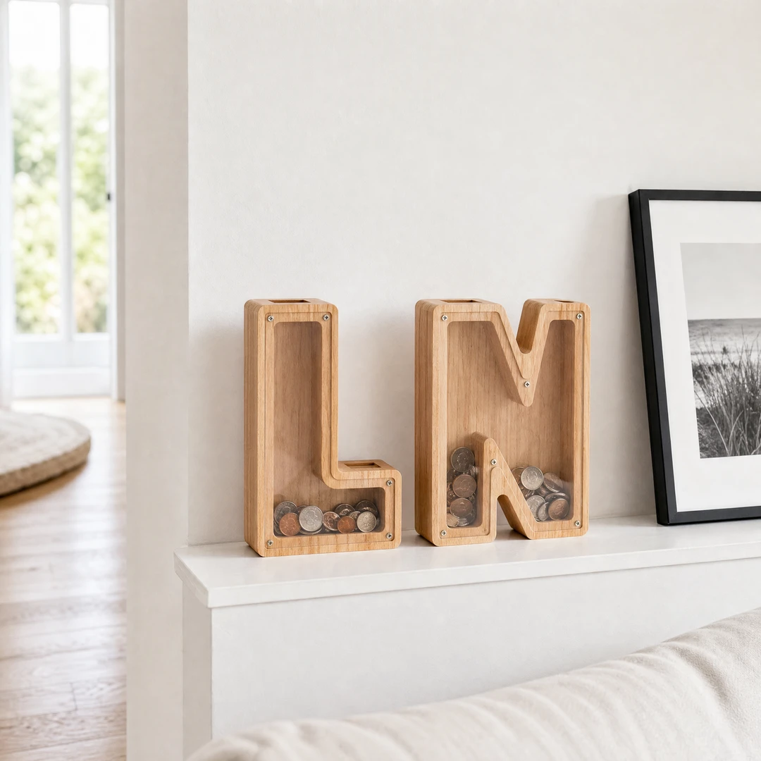 Wooden Letter Shaped Piggy Bank