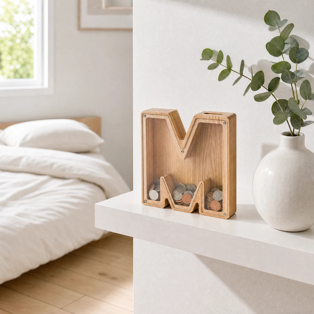 Wooden Letter Shaped Piggy Bank