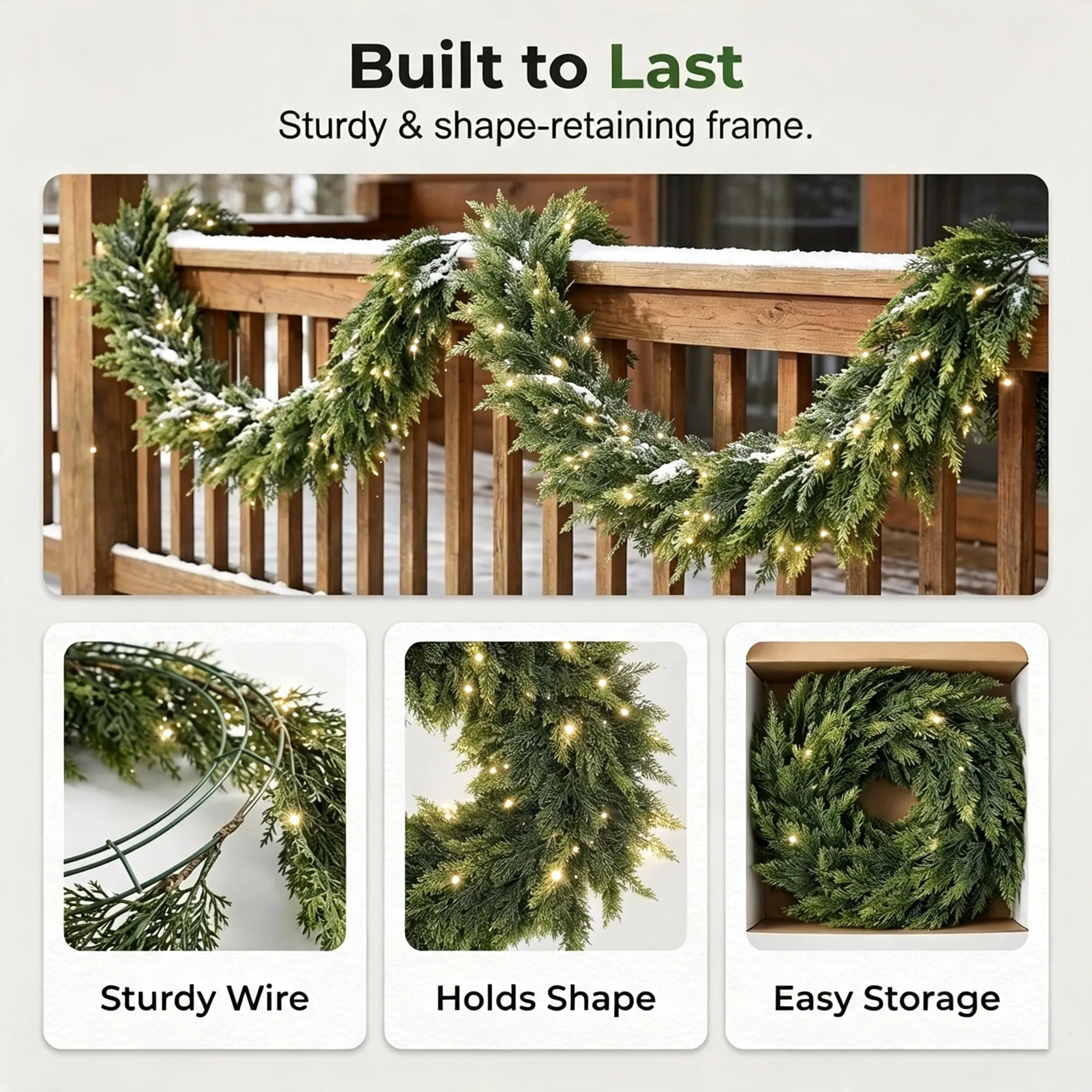 Flexible holiday garland with shape-retaining wire core