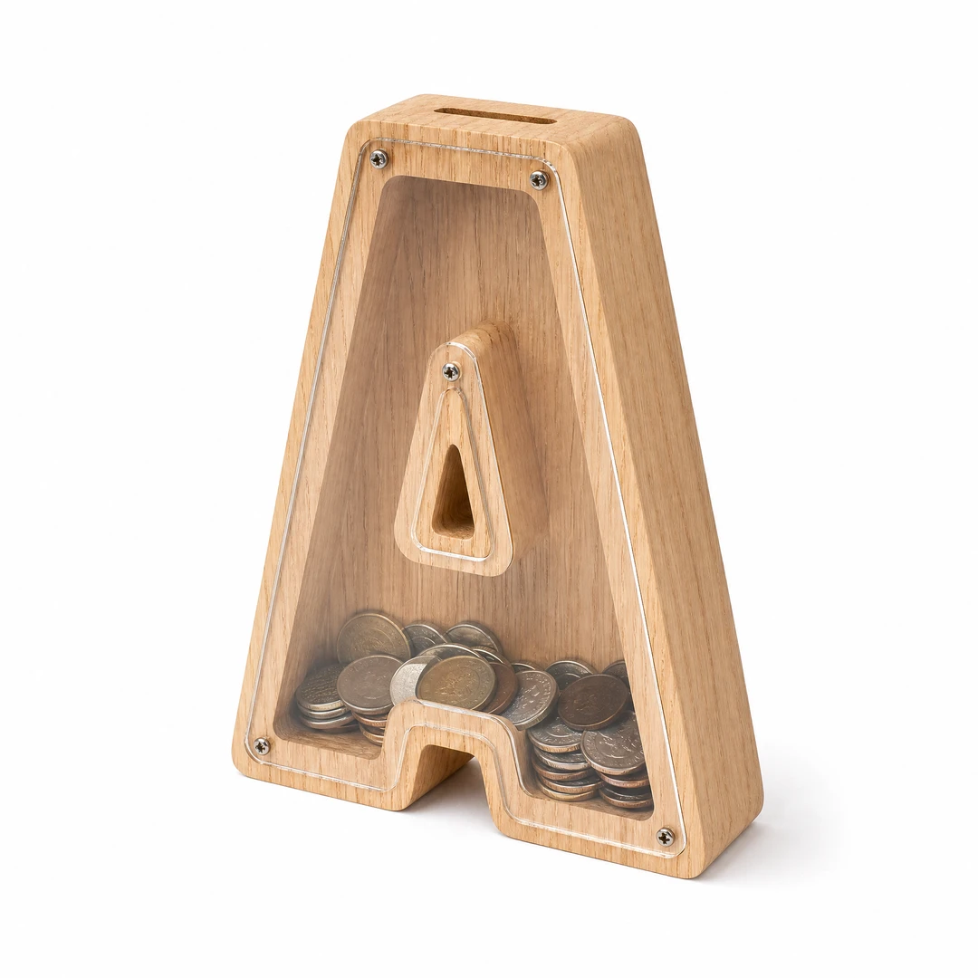 Wooden Letter Shaped Piggy Bank