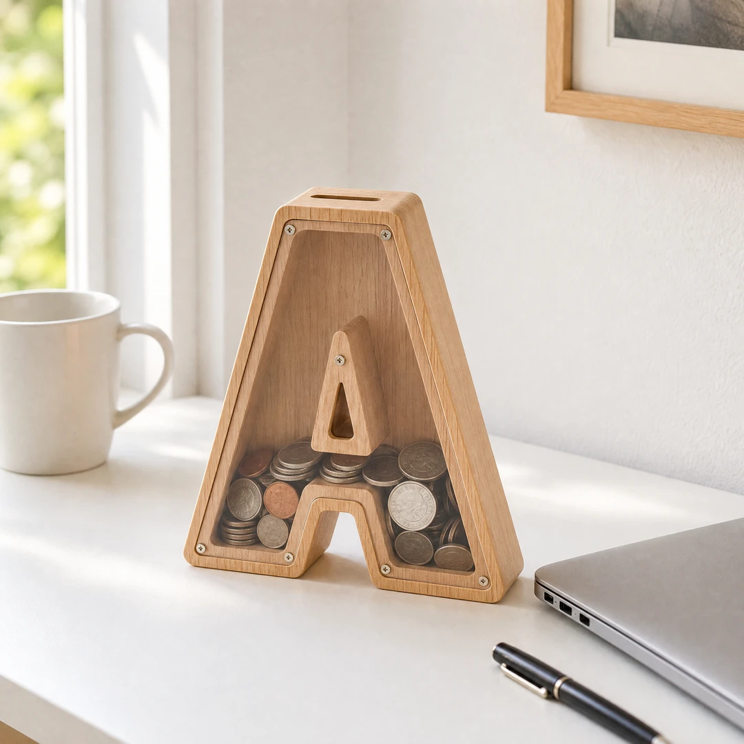 Wooden Letter Shaped Piggy Bank