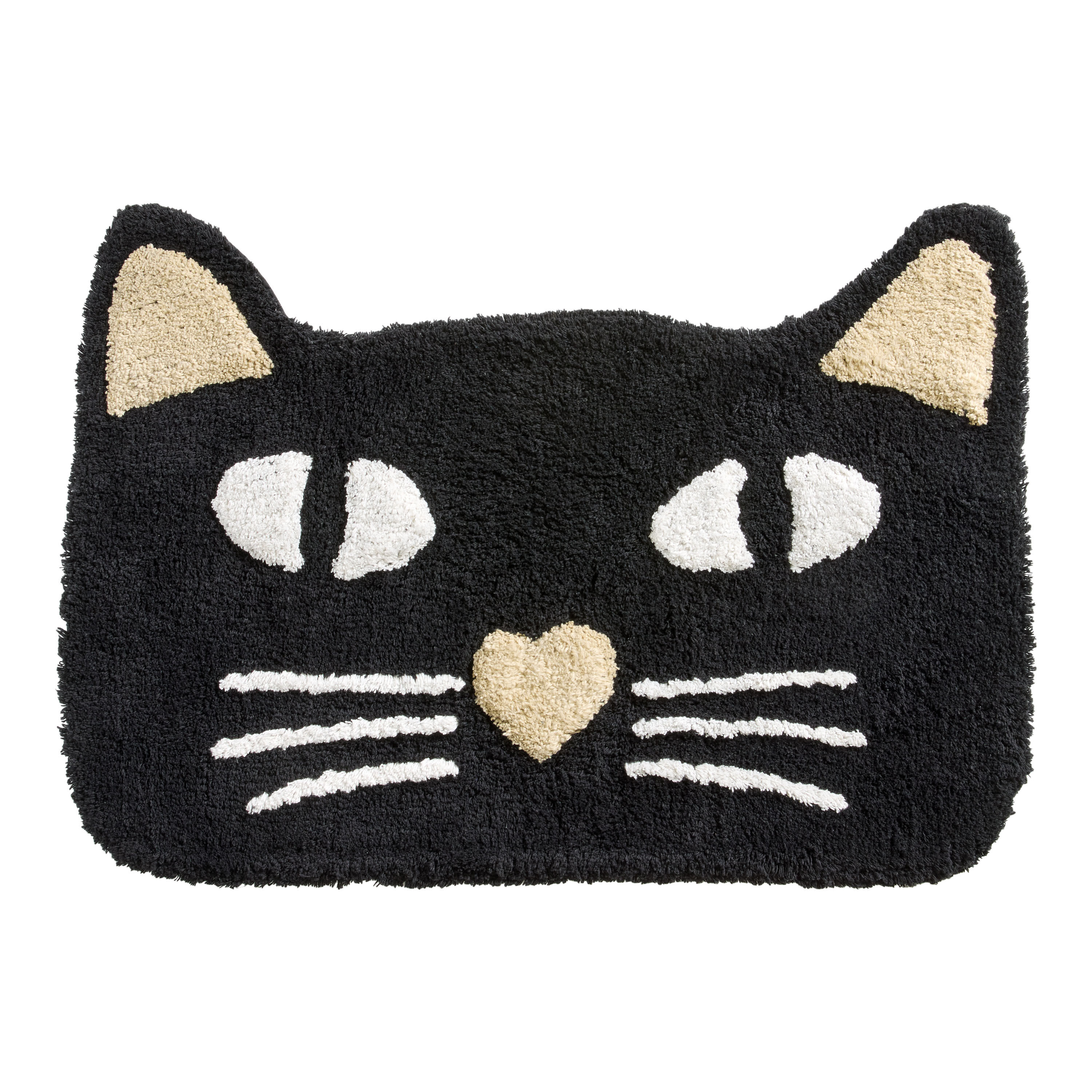 Slater Black Cat Shaped Tufted Bath Mat - World Market