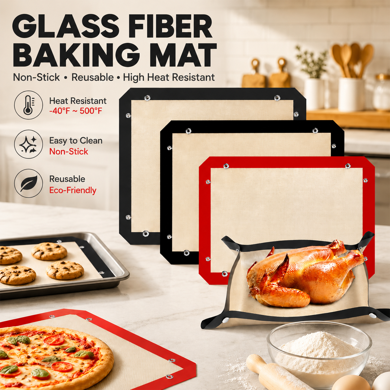 Snap-Button Spill-Proof Baking Mat for everyday cooking and baking
