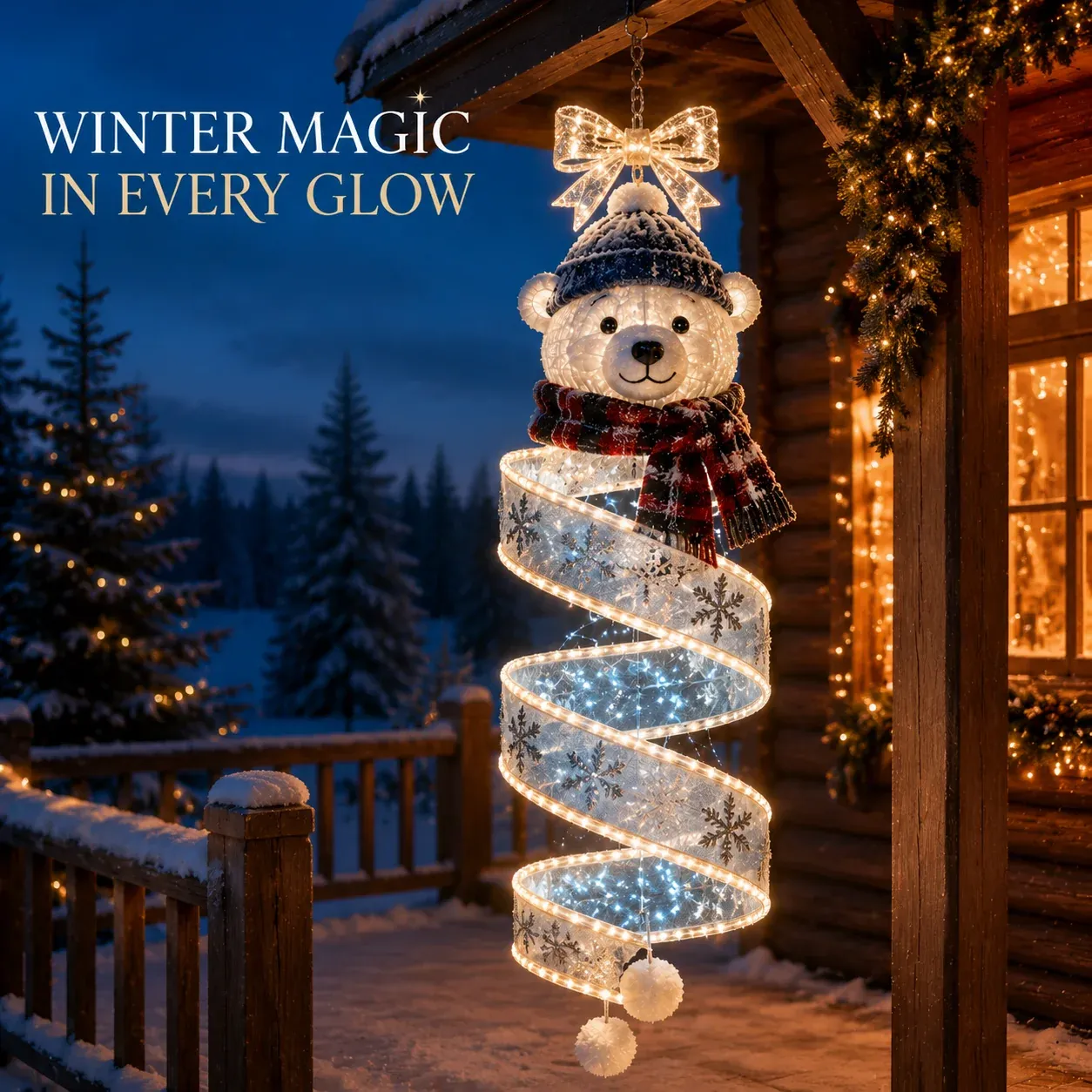 Polar Bear Christmas spiral hanging light