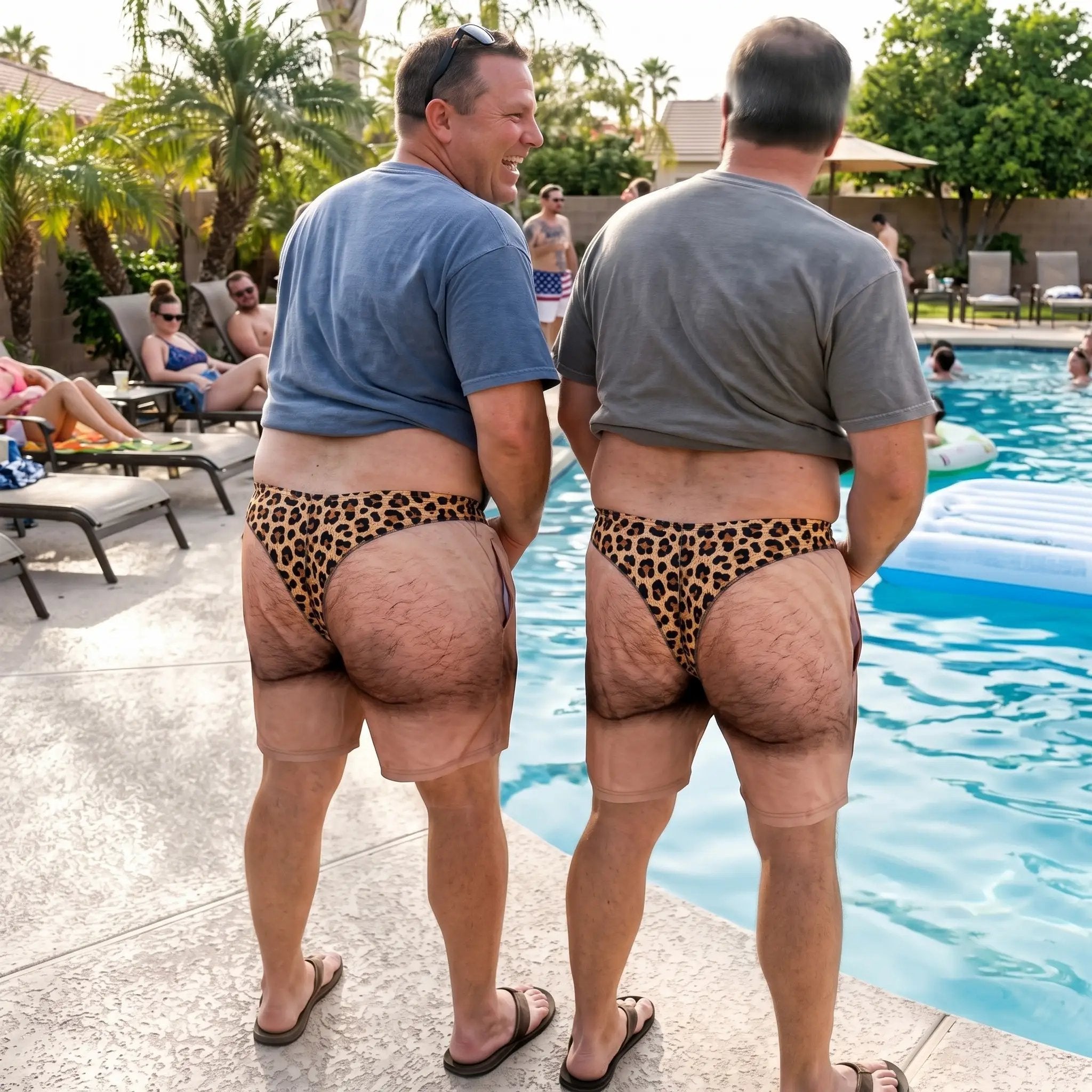 Cheeky Commando – fun swim trunks for fun – guaranteed to make people look twice