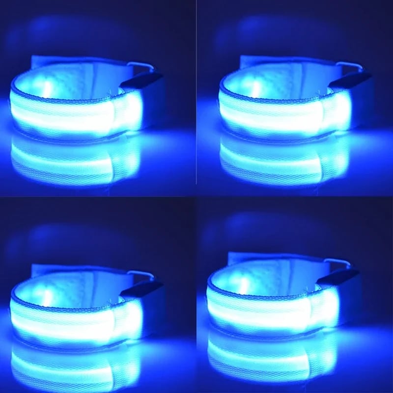 Blue LED light strip operating in low light