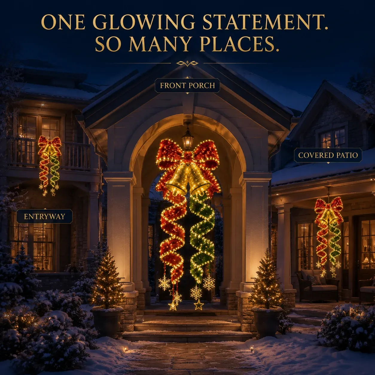 Bow and double bell Christmas spiral hanging light