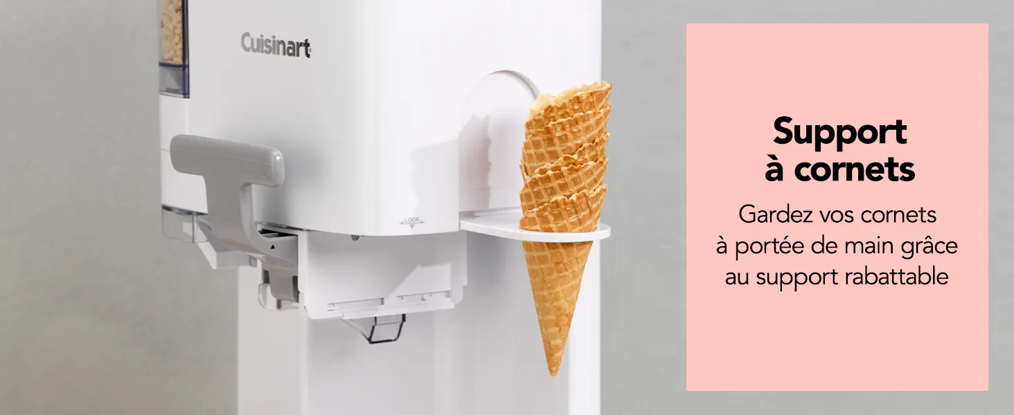 Cuisinart, machine à glace, ICE48E, sorbetière, glace à l'italienne maison, support à cornet