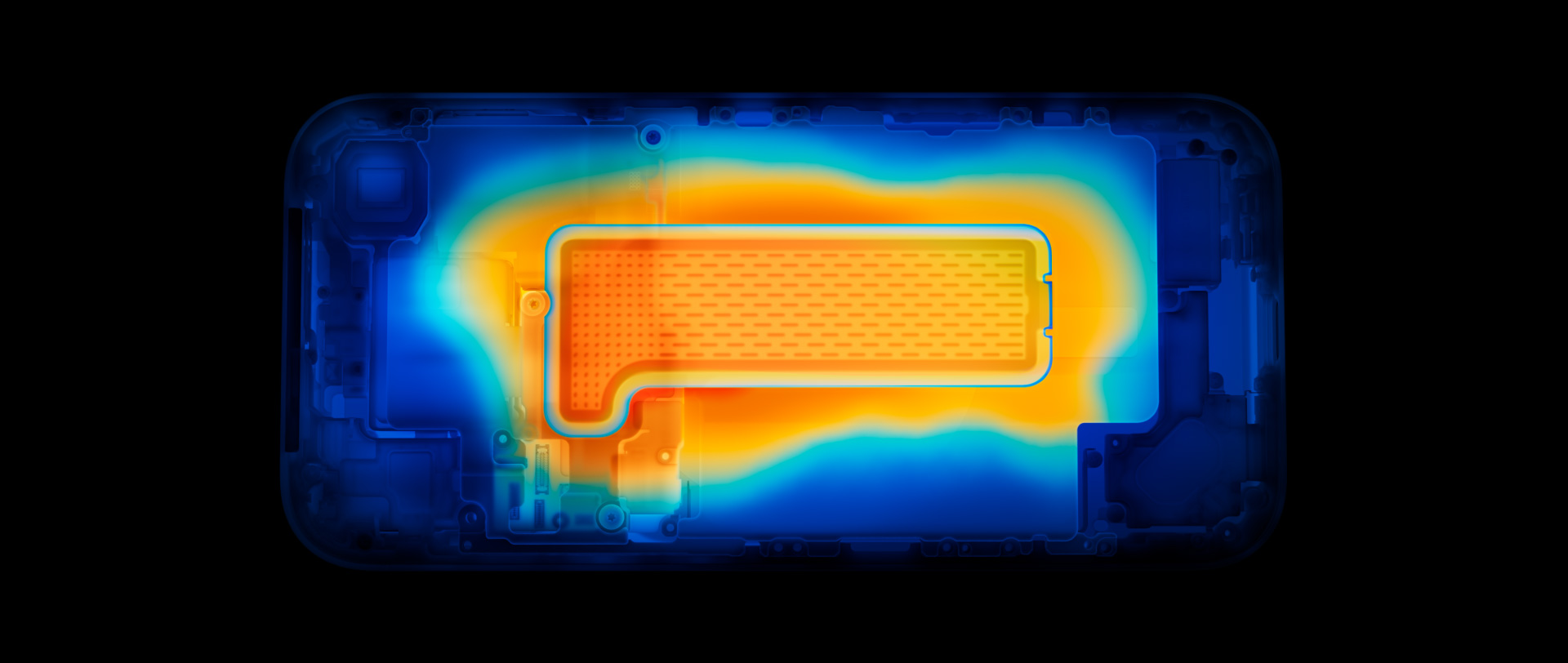 Vue interne de la chambre &agrave; vapeur de l&rsquo;iPhone 17 Pro