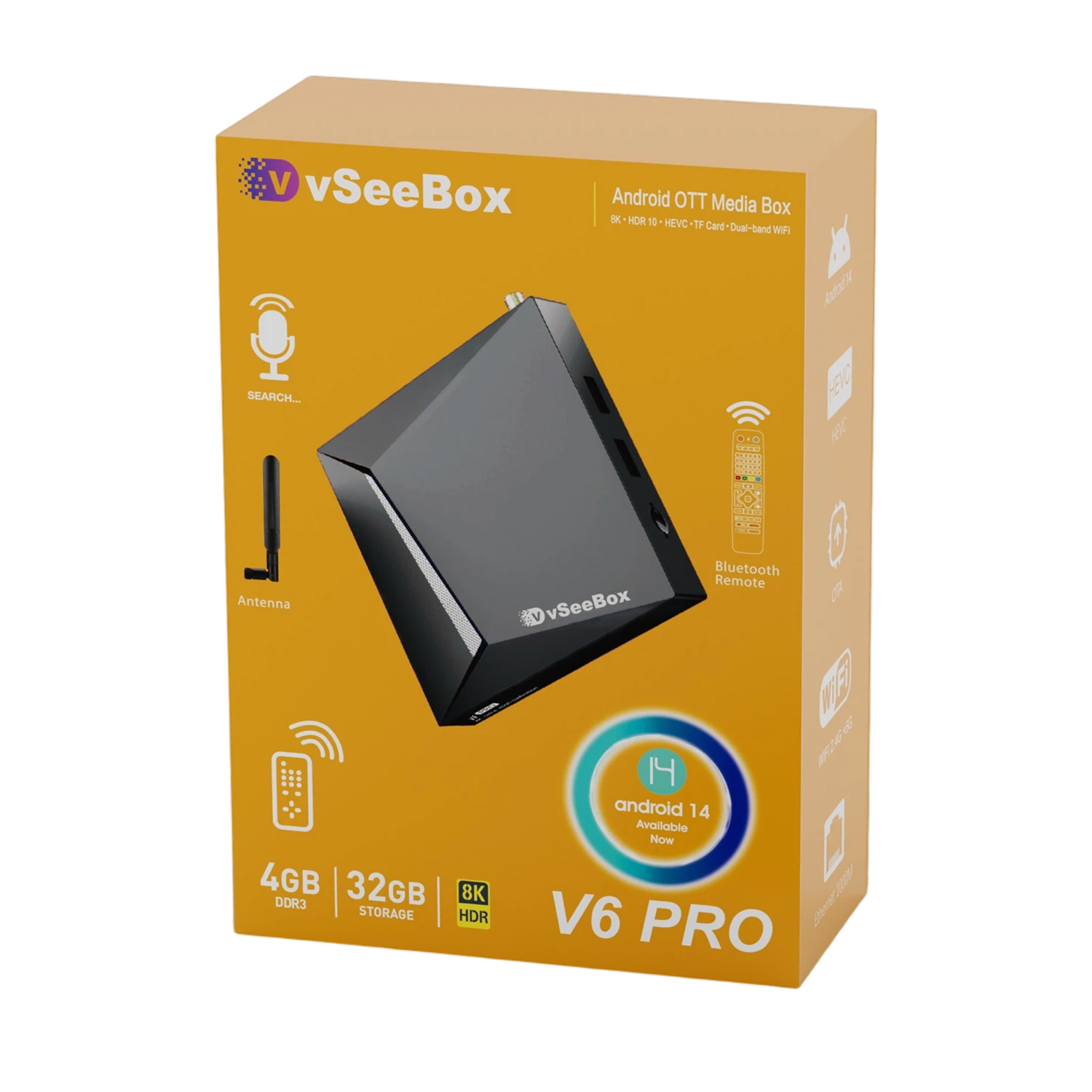 vSeeBox V6 Pro Streaming Box Bundle | Keyboard, 64GB TF Card & USB Hub