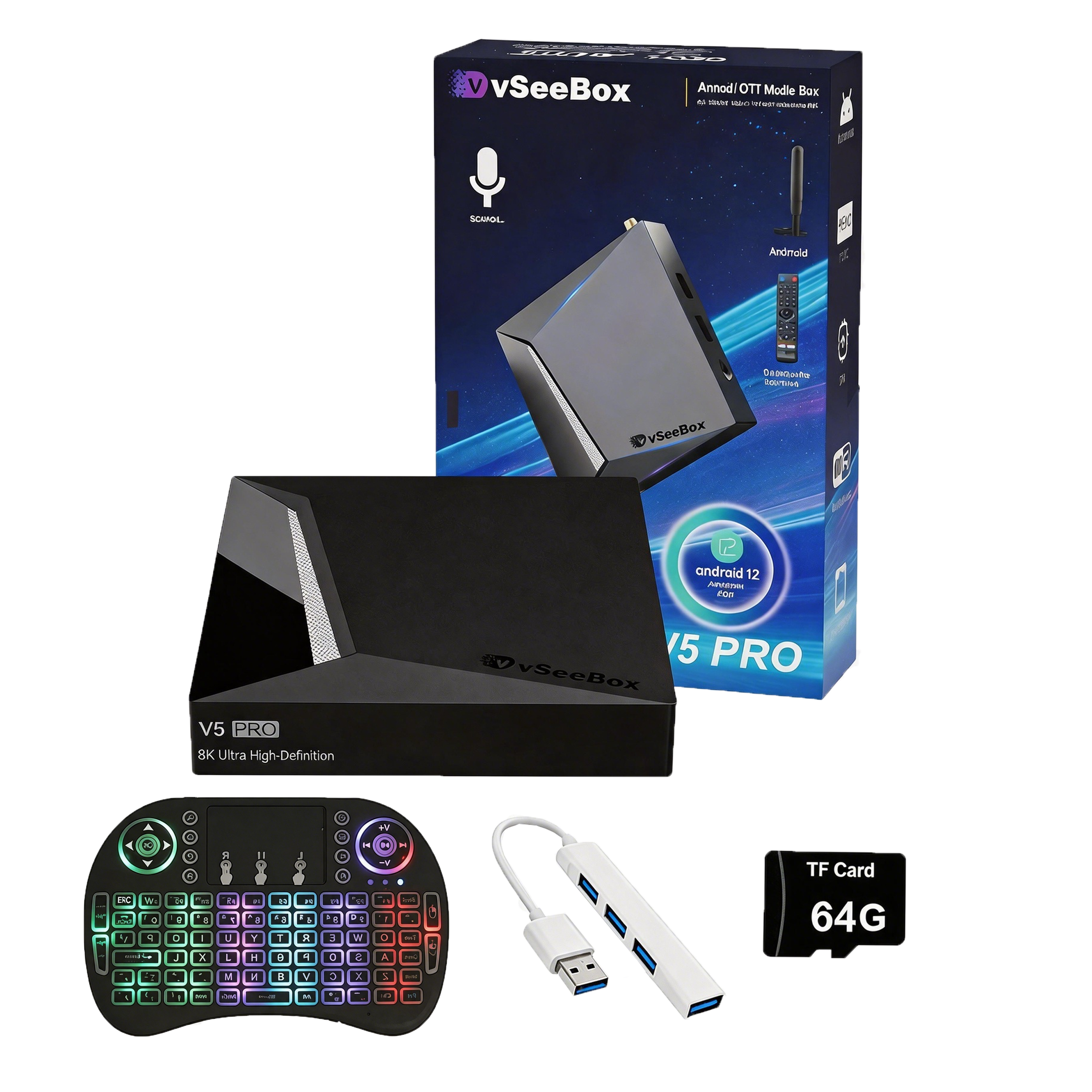 vSeeBox V5 Pro | High-Performance Streaming Box | Complete Package with All Accessories