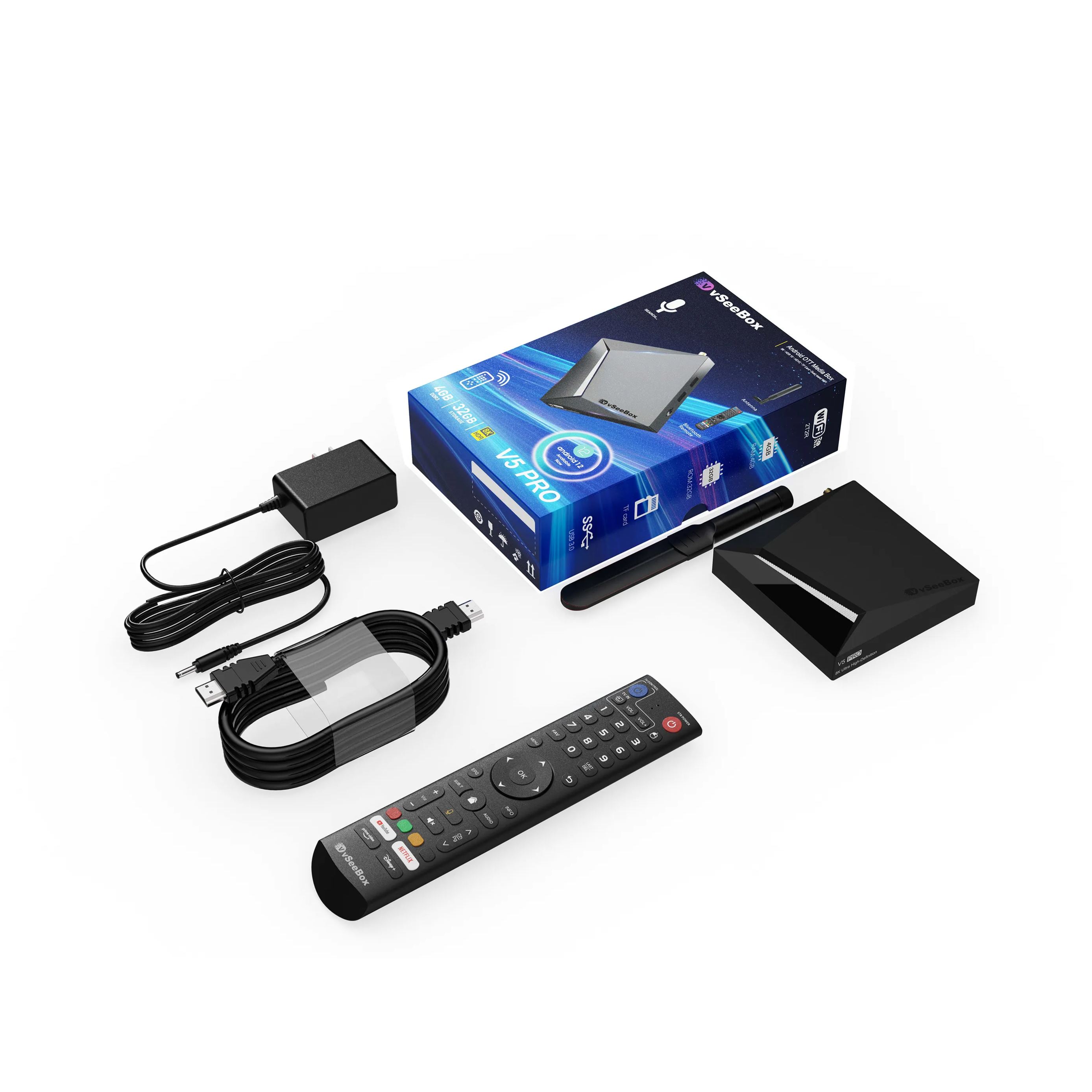 vSeeBox V5 Pro | High-Performance Streaming Box | Complete Package with All Accessories