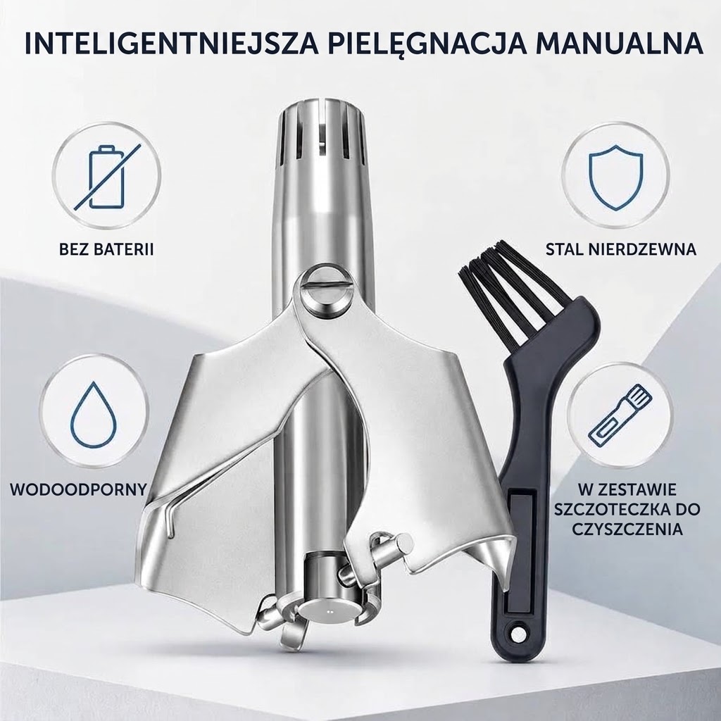 ✂️ Manualny trymer do nosa – precyzyjna pielęgnacja. Bez baterii.