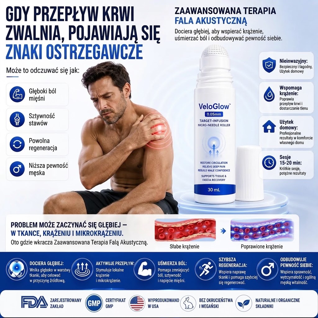 VeloGlow™ 0,05 mm Target-Infusion wałek z mikroigłami — Przywraca zdrowie tkanek, zwiększa sztywność i wytrzymałość, łagodzi dyskomfort mięśni i stawów.
