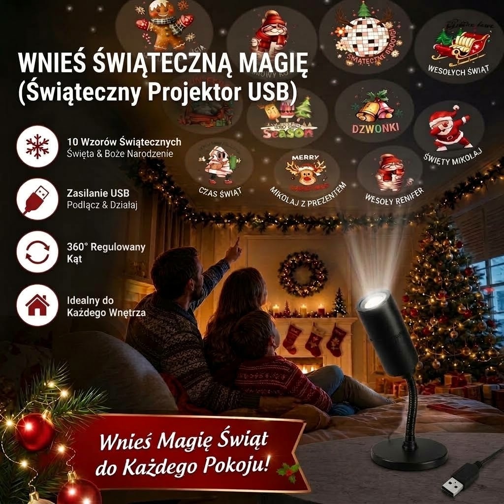 Magiczny projektor HD – 🎄edycja bożonarodzeniowa lub halloweenowa🎃 – kup 1, drugi otrzymasz gratis (tylko przez ograniczony czas!)