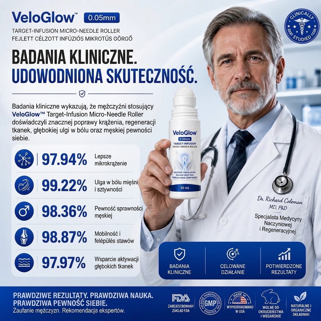 VeloGlow™ 0,05 mm Target-Infusion wałek z mikroigłami — Przywraca zdrowie tkanek, zwiększa sztywność i wytrzymałość, łagodzi dyskomfort mięśni i stawów.