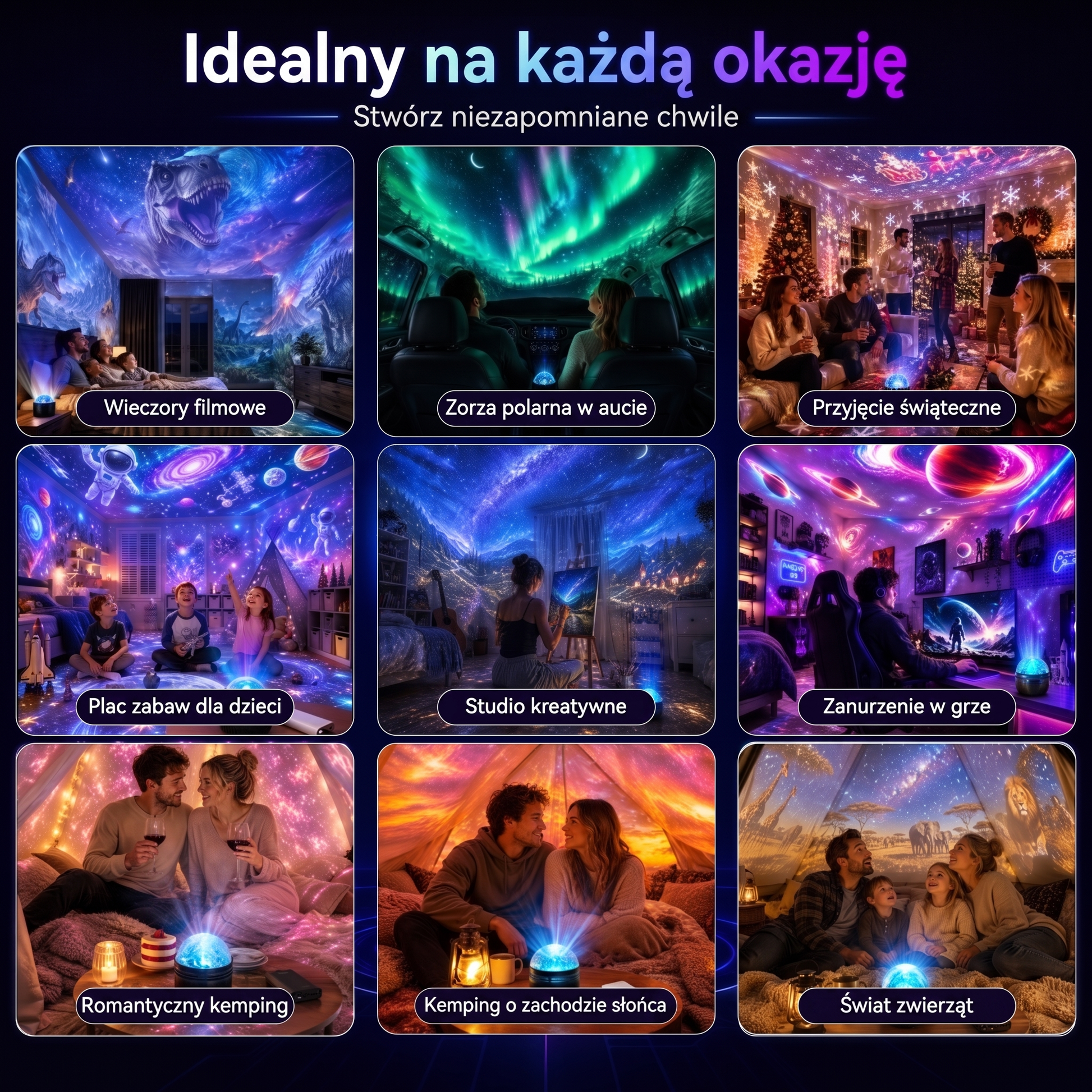 SCNDR®360°Inteligentnyholograficznyprojektorgwiaździstegonieba