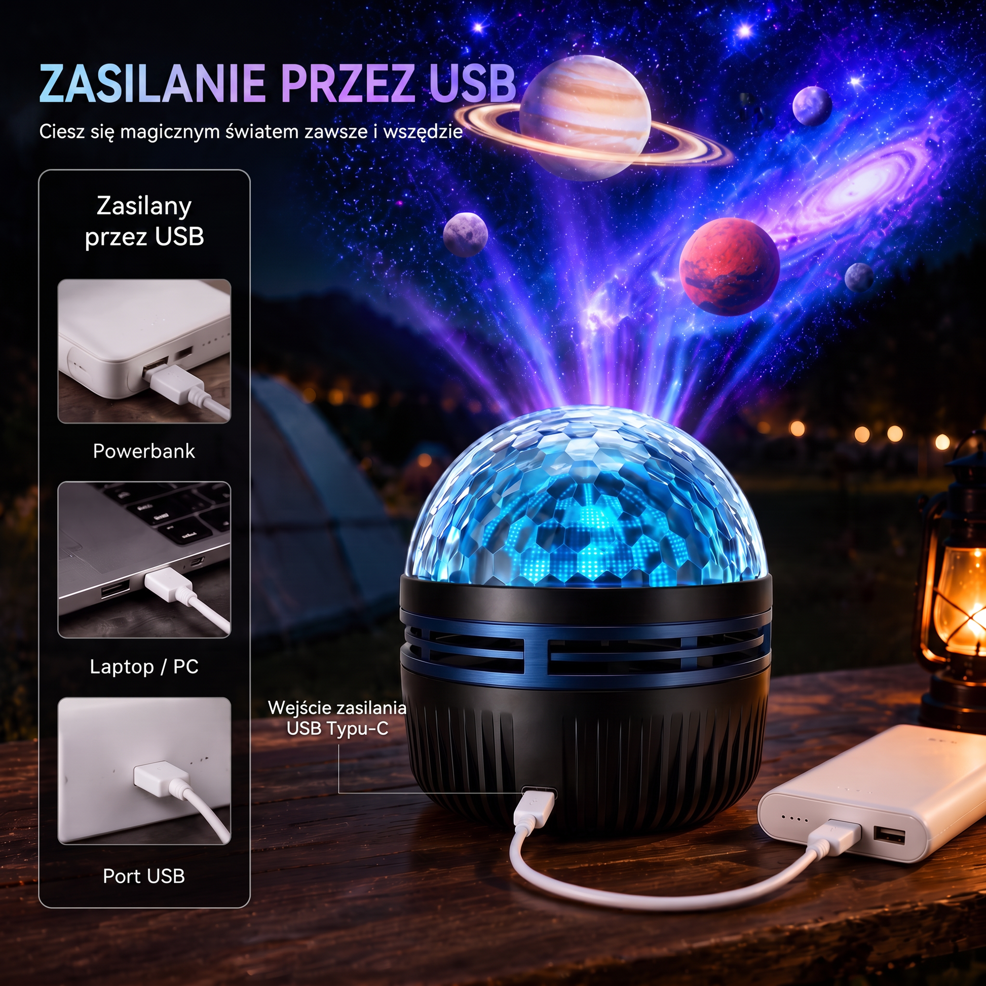 SCNDR®360°Inteligentnyholograficznyprojektorgwiaździstegonieba