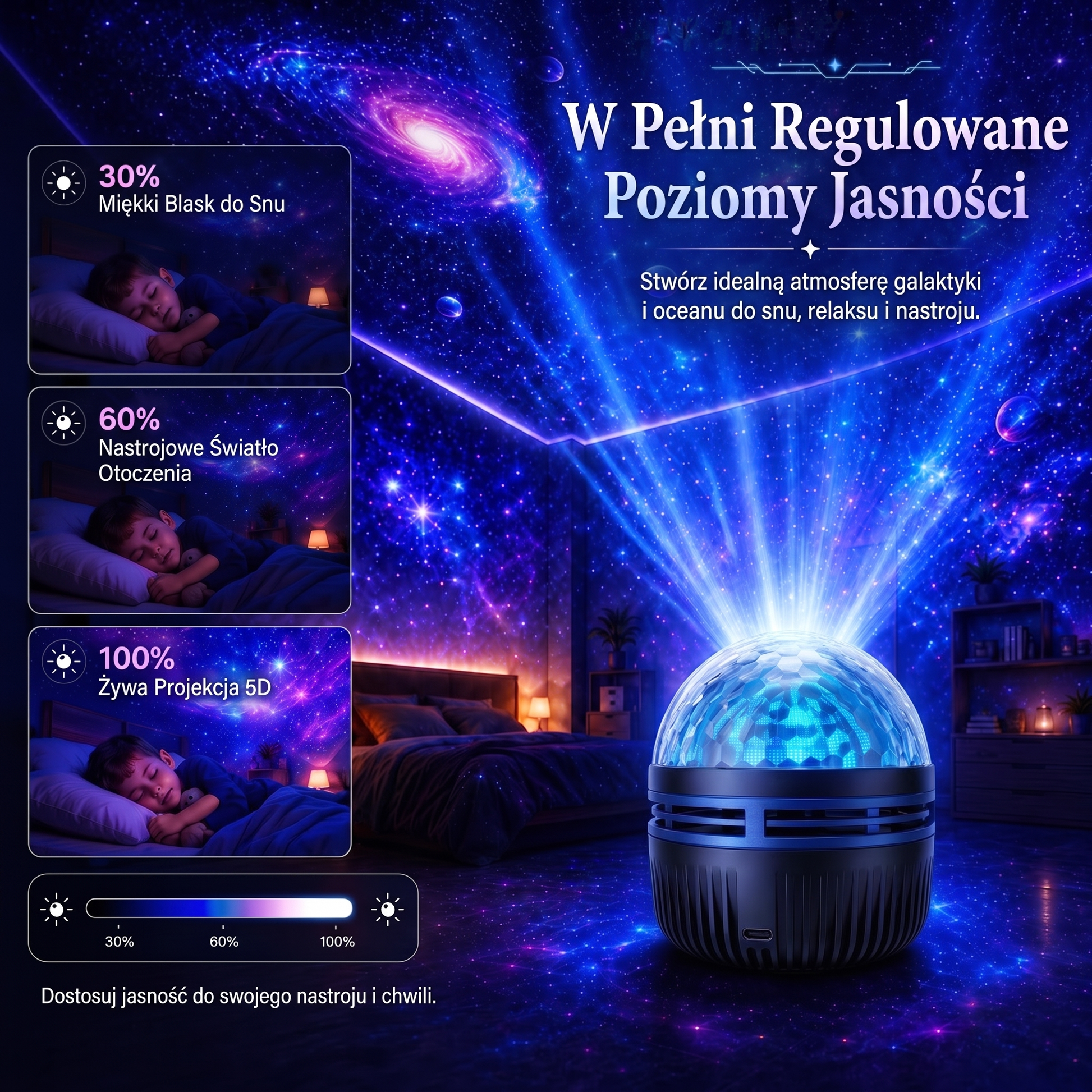 SCNDR®360°Inteligentnyholograficznyprojektorgwiaździstegonieba