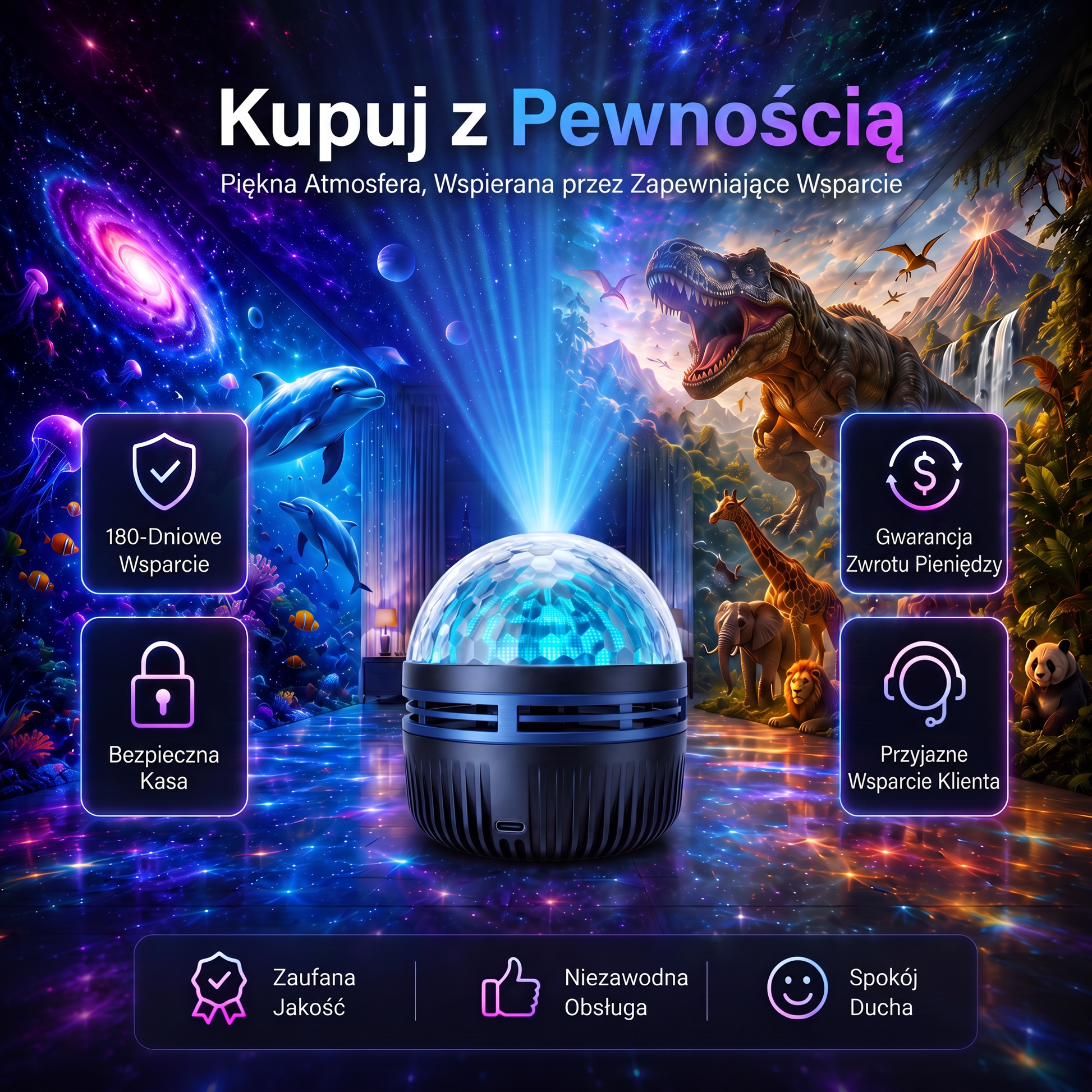 SCNDR®360°Inteligentnyholograficznyprojektorgwiaździstegonieba