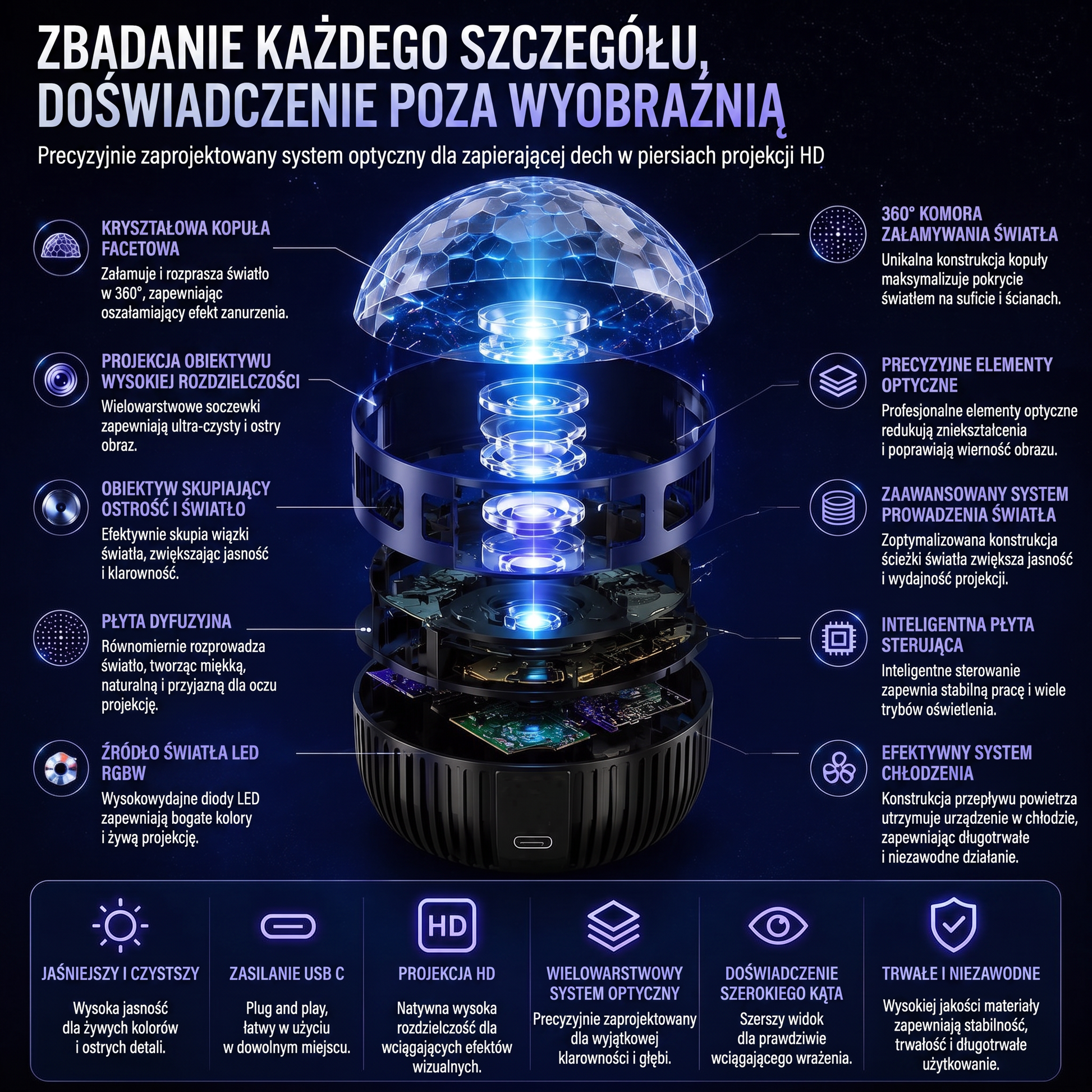 SCNDR®360°Inteligentnyholograficznyprojektorgwiaździstegonieba