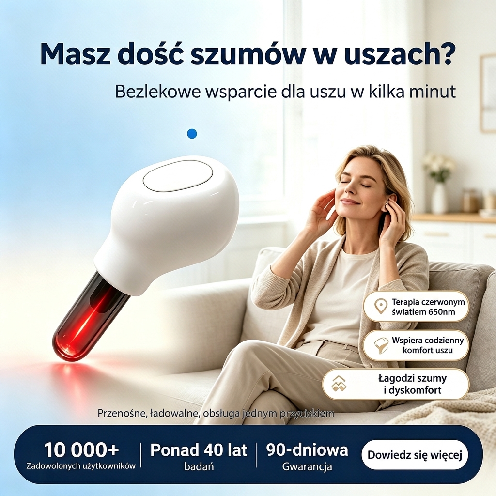 💪 Przenośne urządzenie z czerwonym światłem na szumy uszne | Łagodzi dzwonienie w uszach, zawroty głowy i uczucie wirowania 📈