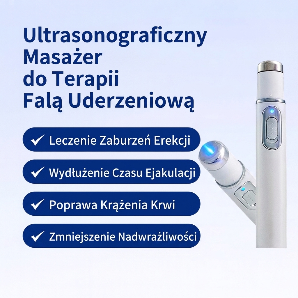 Zaawansowana akustyczna terapia falą uderzeniową – przywraca zdrowie tkanek prącia, zwiększa moc wzwodu, wytrzymałość i pewność siebie, jednocześnie łagodząc ból mięśni, sztywność stawów oraz napięcie tkanek.