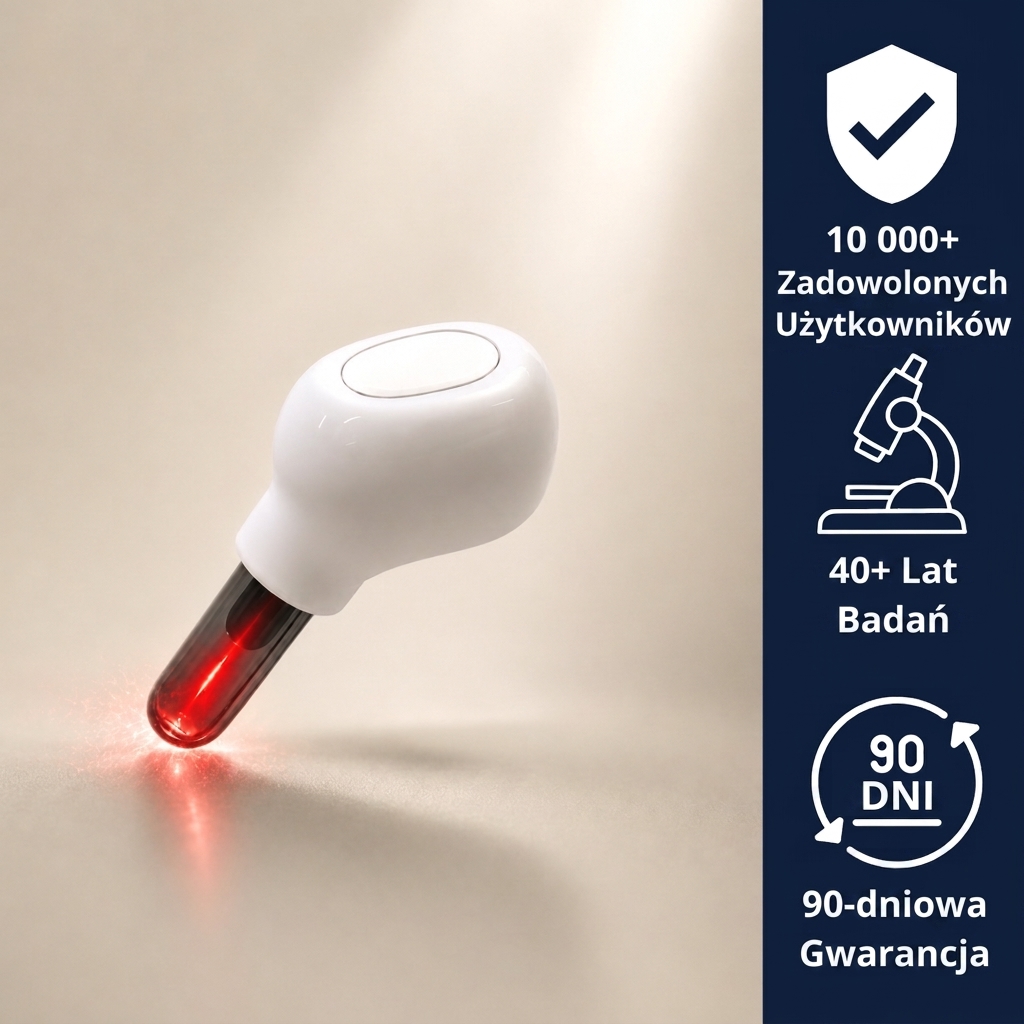 💪 Przenośne urządzenie z czerwonym światłem na szumy uszne | Łagodzi dzwonienie w uszach, zawroty głowy i uczucie wirowania 📈