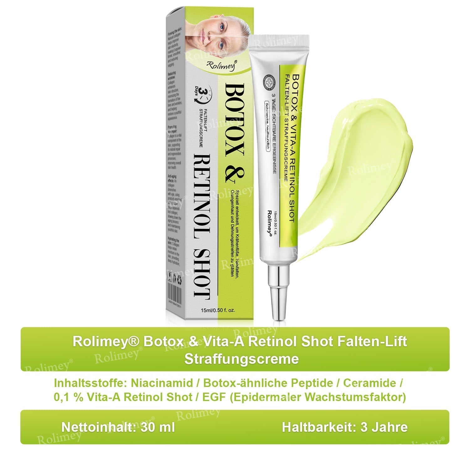Rolimey® Retinol & Botox Shot ✓ Dermatologisch getestete Lifting-Creme