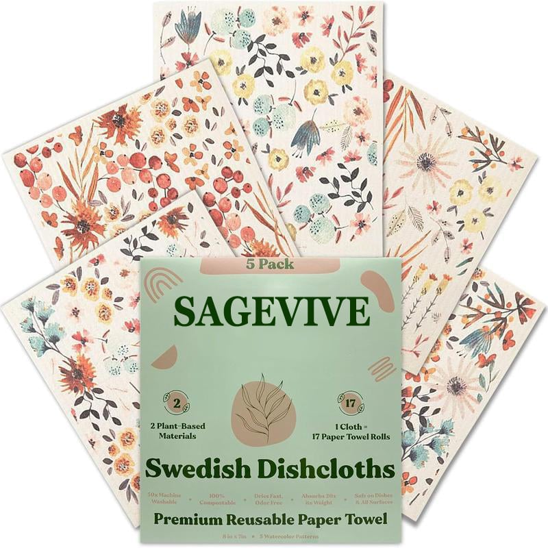 (🎄Christmas Hot Sale - 49% OFF) Swedish Dishcloths for Kitchen & Cleaning | 5 Pack