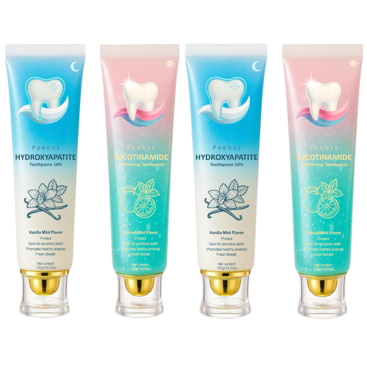 10% Hydroxyapatite + Niacinamide Fluoride-Free Toothpaste, Enamel Repair Toothpastes, Gum Care, Sensitivity Relief, Whitening, Breath Freshening, Citrus Mint, Minty Fresh 120g Oral Care Essentials, Whitening Toothpaste, Anti Bacterial Toothpastes