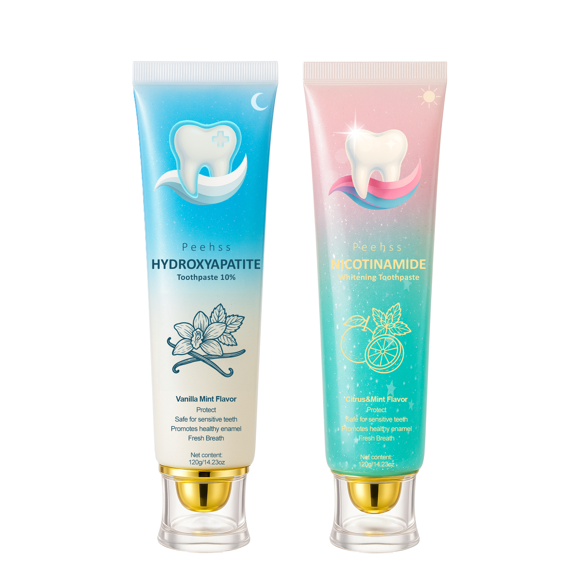 10% Hydroxyapatite + Niacinamide Fluoride-Free Toothpaste, Enamel Repair Toothpastes, Gum Care, Sensitivity Relief, Whitening, Breath Freshening, Citrus Mint, Minty Fresh 120g Oral Care Essentials, Whitening Toothpaste, Anti Bacterial Toothpastes