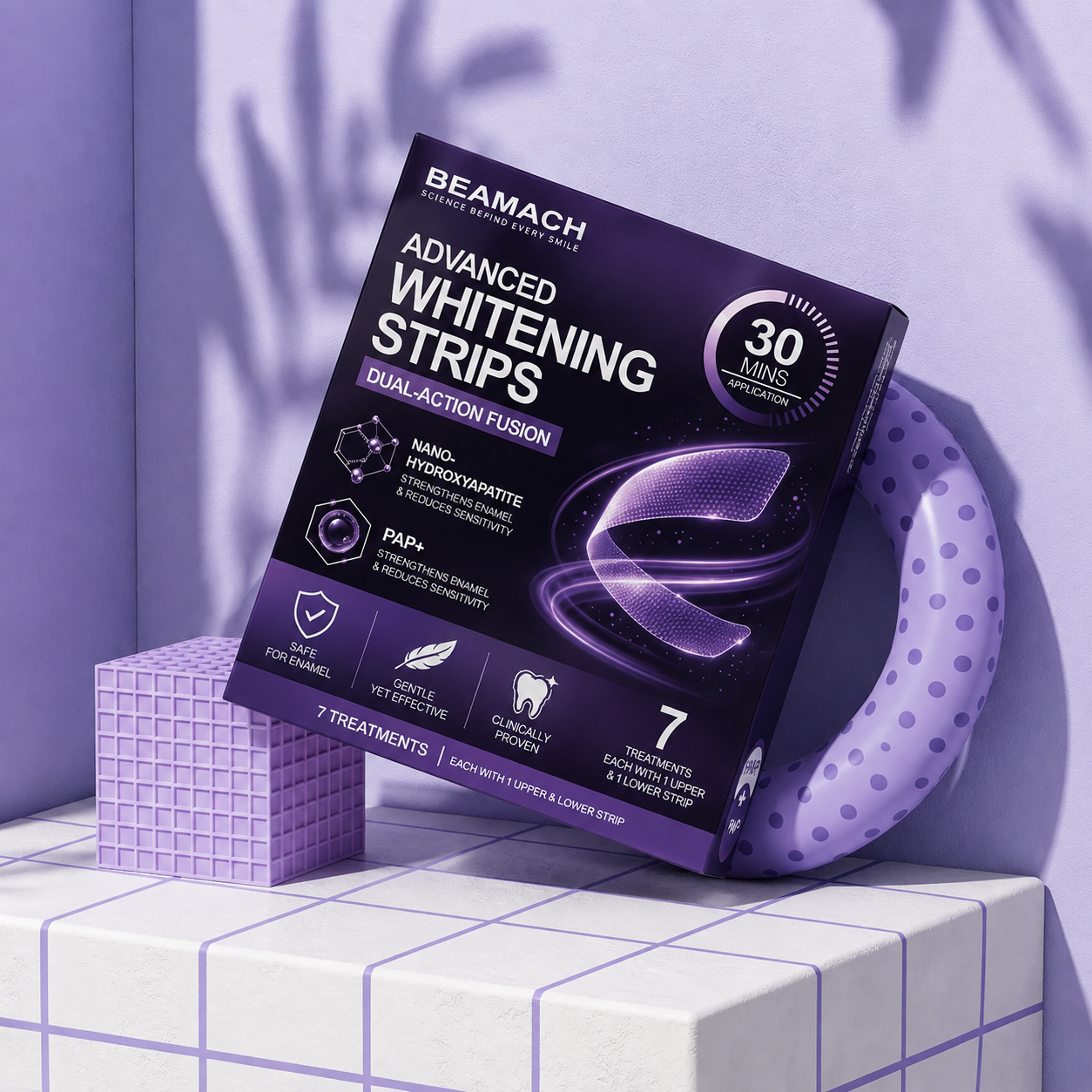 Beamach Purple Tone-Correcting Mouthwash — 30-Second Instant Brightening