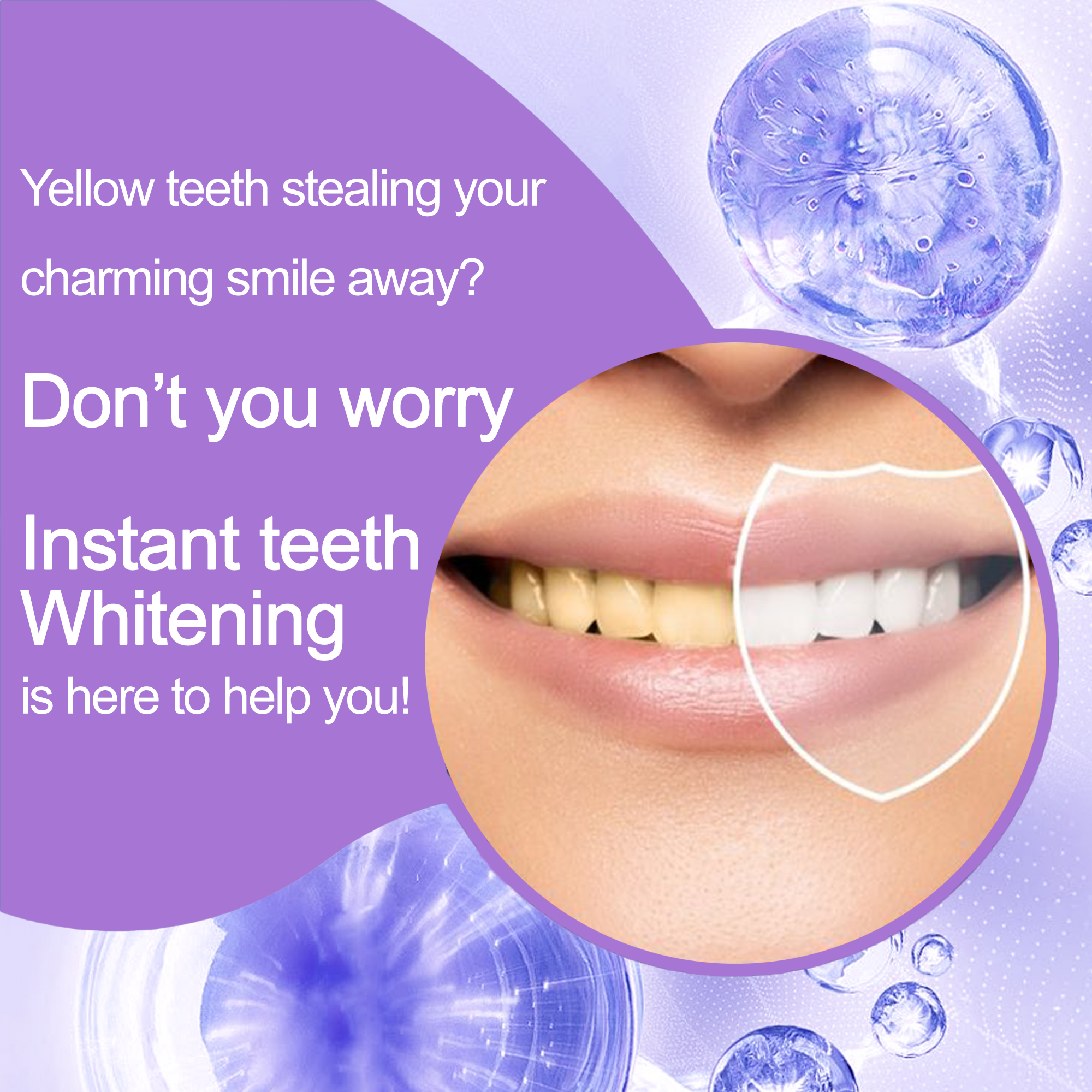 7-Day Whitening Viella Pop  Purple Toothpaste with Bursting Beads for Triple Stain Removal & Long-Lasting Fresh Breath, Fluoride-Free. Antimicrobial & Repair. Oral health