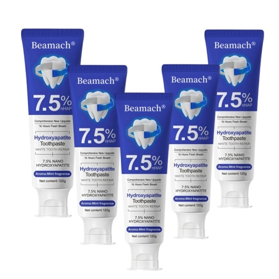 Hydroxyapatite Beamach Remineralizing Mint Toothpaste - Fluoride-Free, Gentle Formula for Sensitive Teeth, Enamel Repair, Gum Repair & Oral Daily Care, Teeth Whitening, Refreshing Flavor, 4.23oz, Remineralizing Toothpaste, Daily Care Toothpaste
