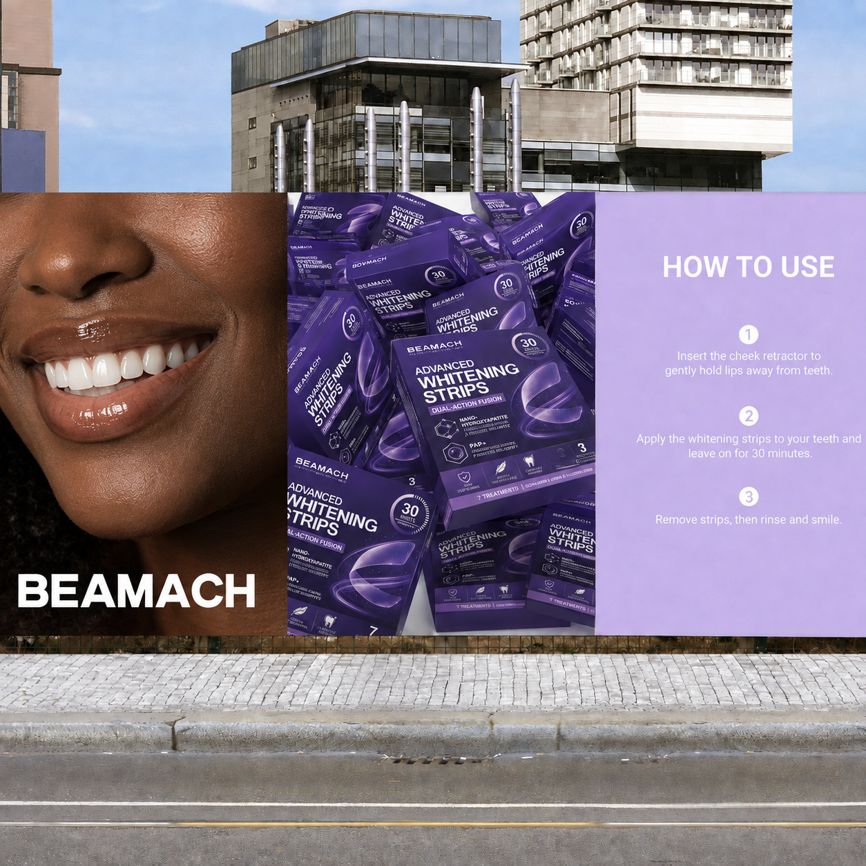 Beamach Purple Tone-Correcting Mouthwash — 30-Second Instant Brightening