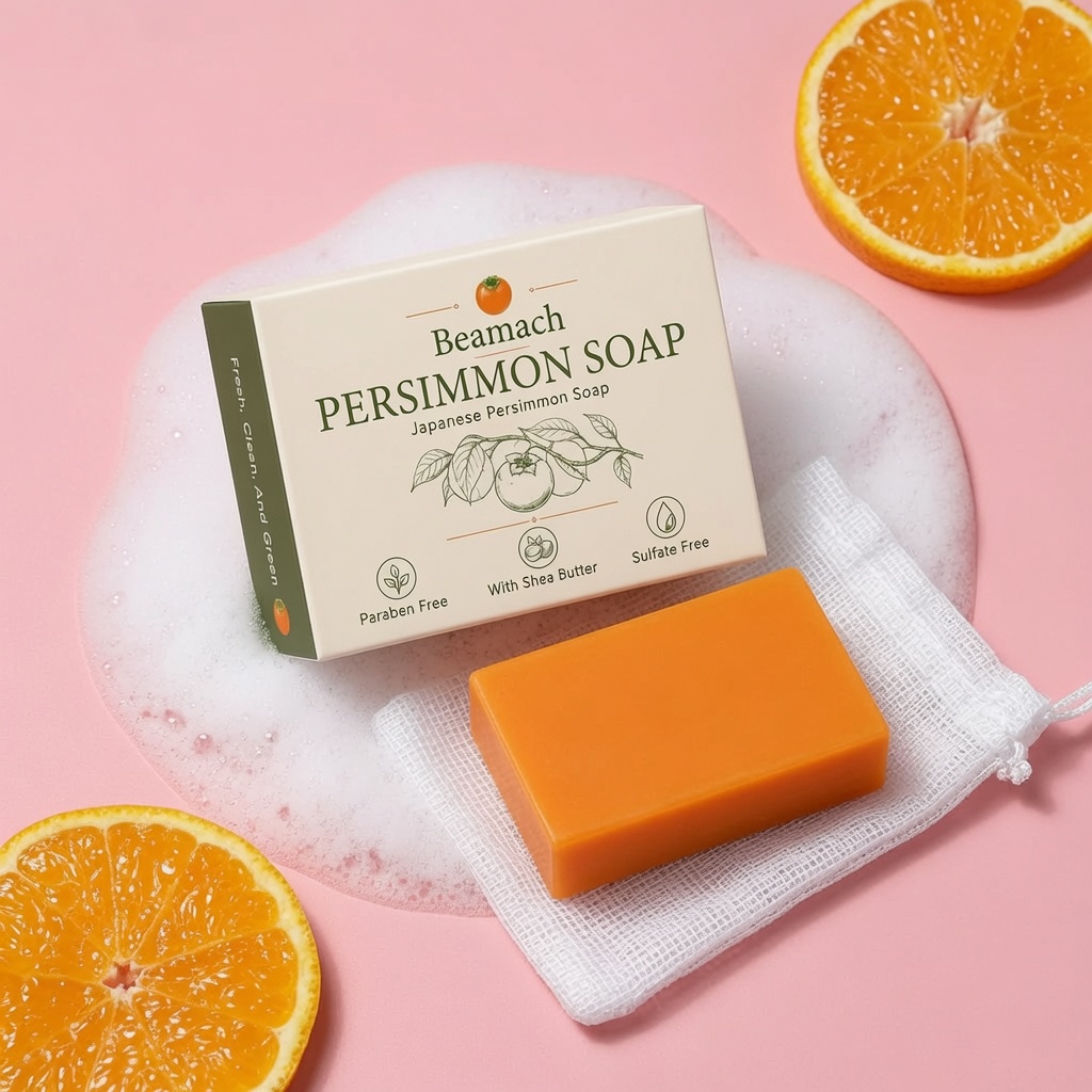 Beamach Japanese Persimmon Soap — Natural Deodorizing Bar with Shea Butter