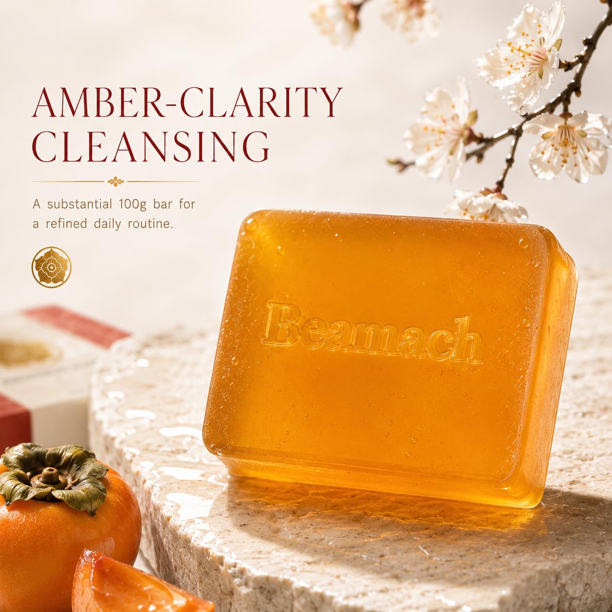 Persimmon Soap for Old People Smell - Japanese Persimmon & Green Tea Extract - Natural Deodorant Soap for Men & Women, Gentle on All Skin Types