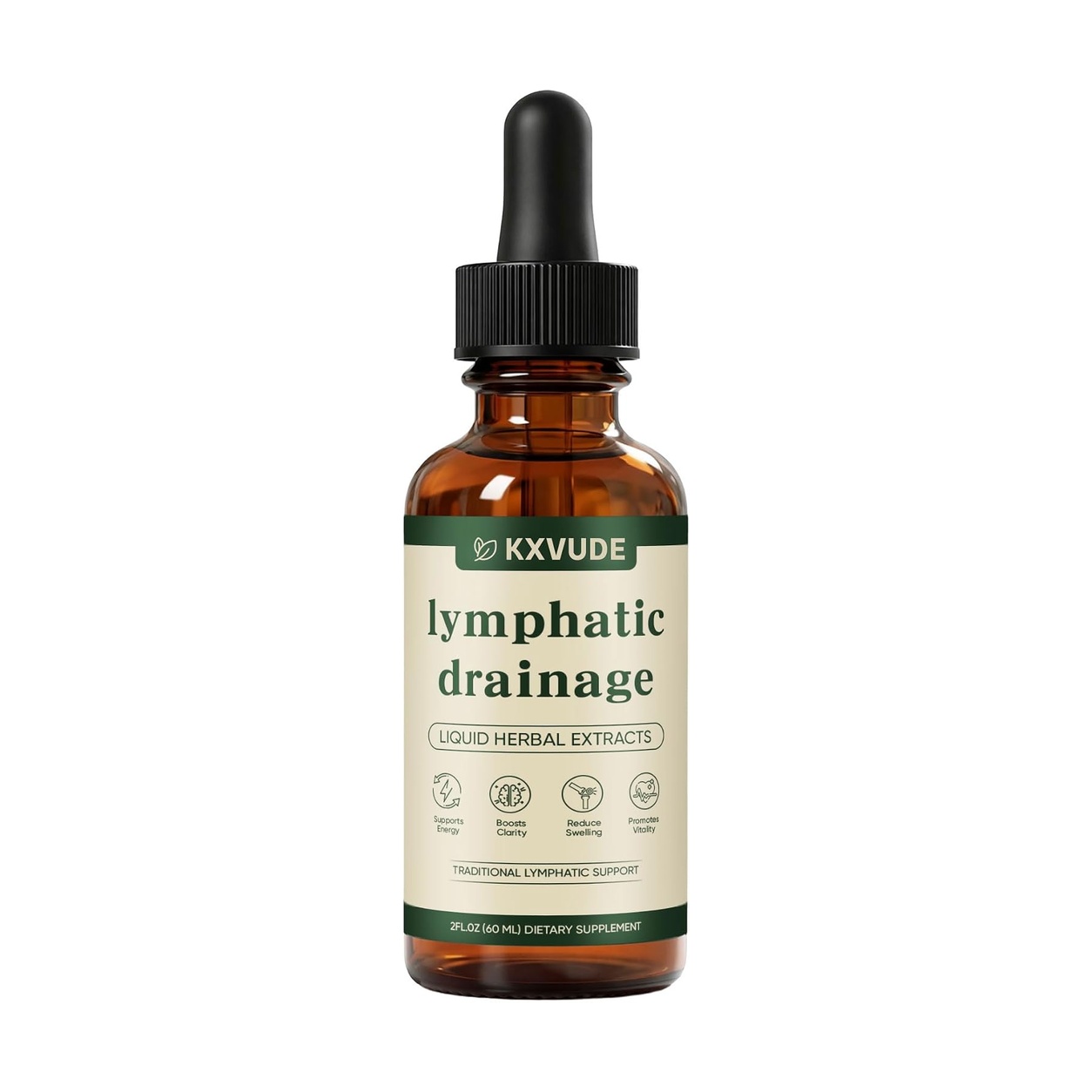 Lymphatic Drainage Drops, Bloat Relief & De-Puff, Immune & Lymph System Support Supplement, – Cleavers, Red Clover, Stillingia Root & Prickly Ash Bark, Fluid Retention, Vegan & Alcohol-Free, 2 Fl Oz