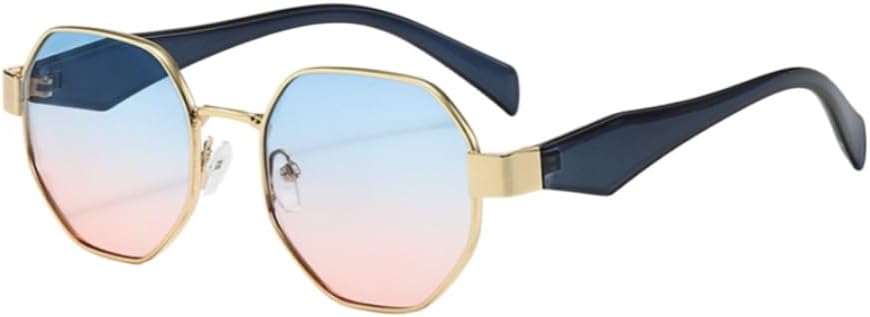 Geometric Polygon Sunglasses for Women Men, Retro Hexagonal Metal Frame UV400 Sun Glasses