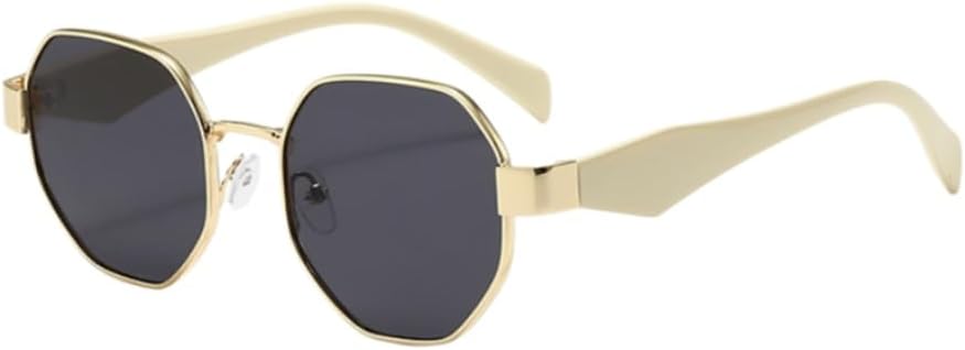 Geometric Polygon Sunglasses for Women Men, Retro Hexagonal Metal Frame UV400 Sun Glasses