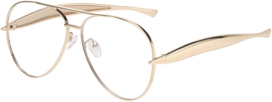 Women's Pilot Oversized Sunglasses, Trendy Frog Eye Style Metal Frame Sun Glasses, Retro Aviator UV400 Shades