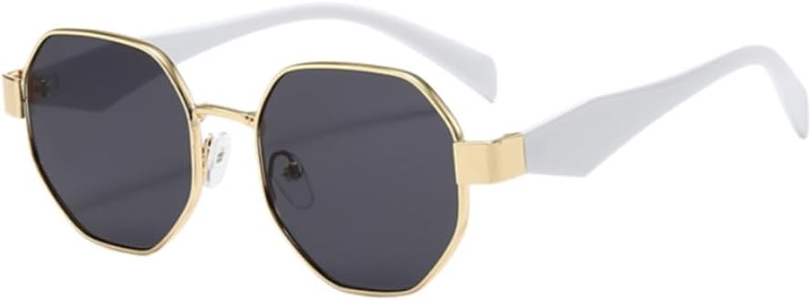 Geometric Polygon Sunglasses for Women Men, Retro Hexagonal Metal Frame UV400 Sun Glasses