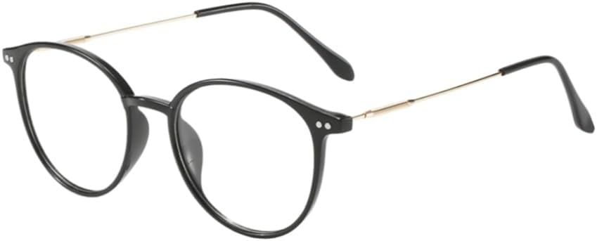 Retro Round Blue Light Blocking Glasses for Women Men, Lightweight Metal Temple Eyeglasses