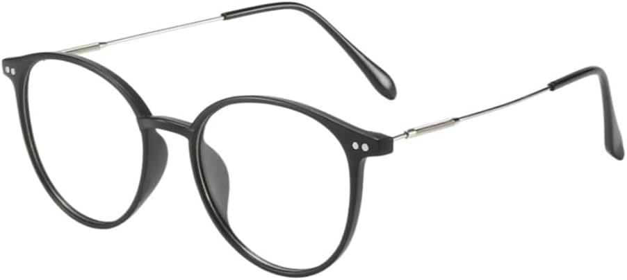 Retro Round Blue Light Blocking Glasses for Women Men, Lightweight Metal Temple Eyeglasses