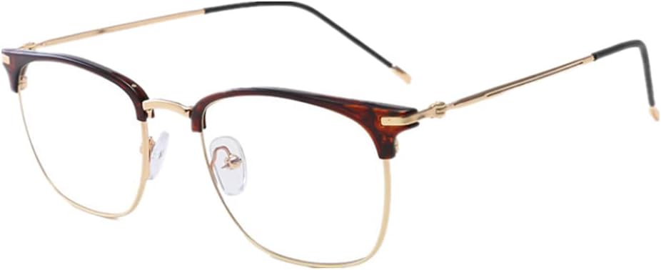 Vintage Retro Half Frame Horn Rimmed Optics 43mm Clear Lens Glasses