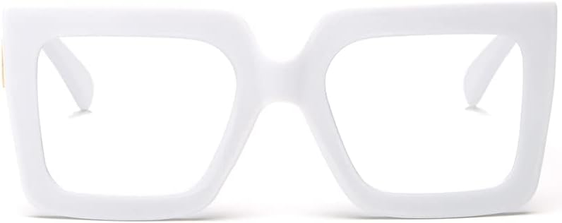 Oversized Blue Light Glasses for Women Fashion Thick Square Computer Eyewear Non-Prescription Black Glasses (Black)