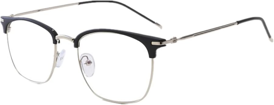 Vintage Retro Half Frame Horn Rimmed Optics 43mm Clear Lens Glasses